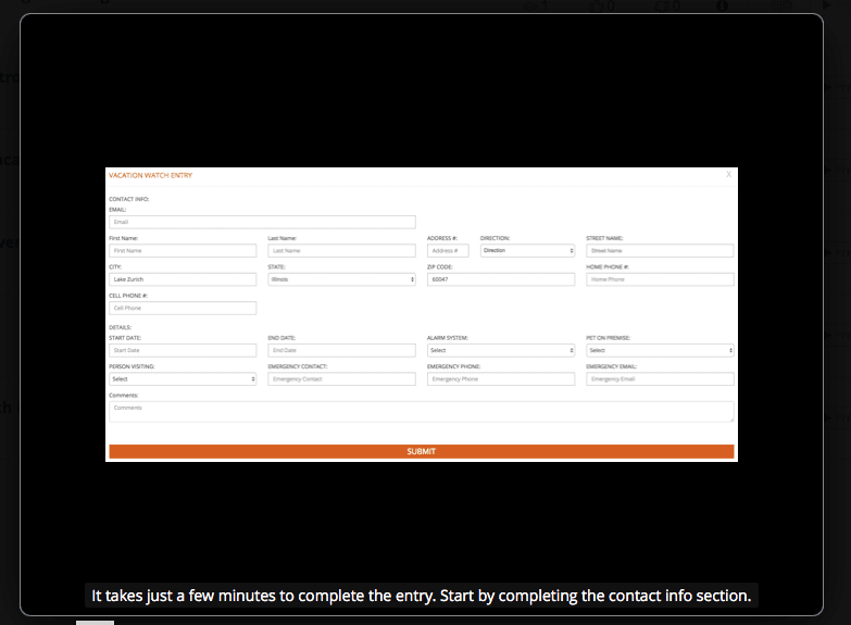 Vacation Watch Instructions
